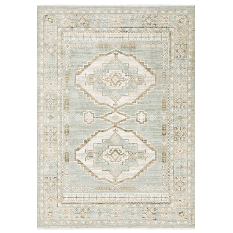 Style Haven Lucia Bohemian Tribal Medallions Pale Blue/Ivory Area Rug
