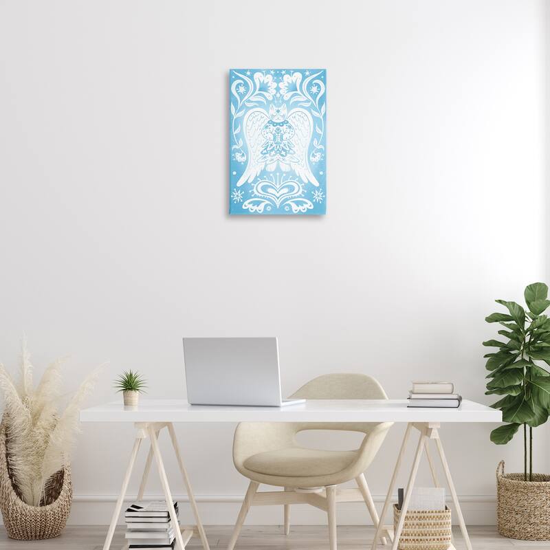 Stupell Symmetrical Patterned Angel Cat Canvas Wall Art Design By Hannah Moren
