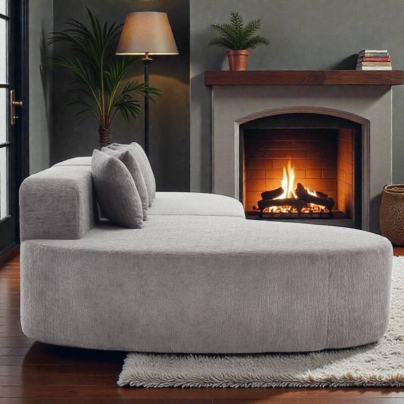 112.2" L-Shaped Boneless Sectional Sofa with Chaise, Chenille Upholstery, Memory Foam, No Assembly