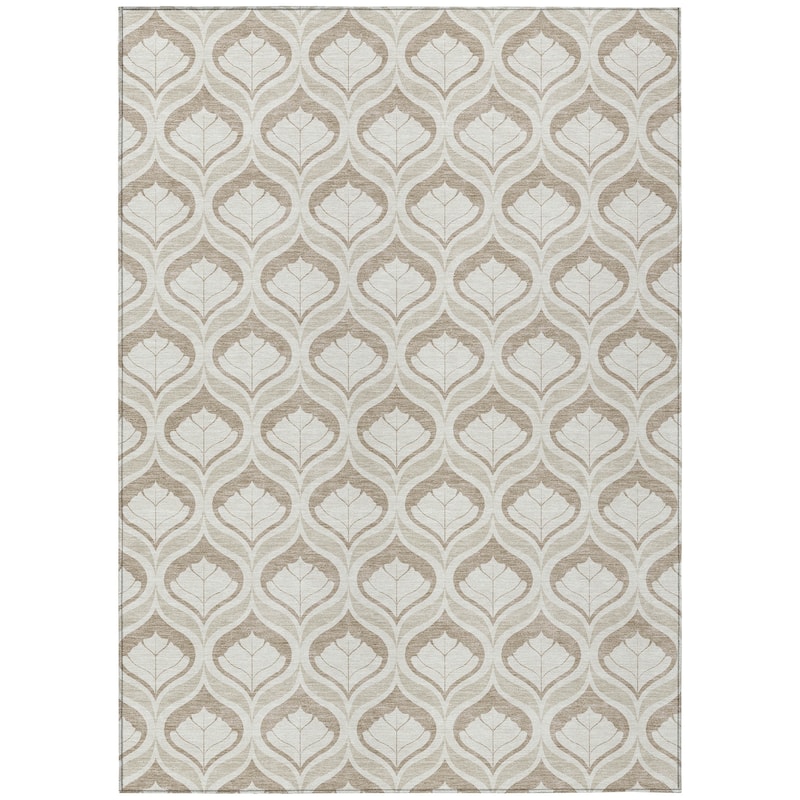Machine Washable Indoor/ Outdoor Modern Trellis Chantille Rug