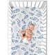 preview thumbnail 4 of 4, Floral Leaf Collection Boy or Girl Fitted Crib Sheet - Blue Grey White Boho Watercolor Botanical Flower Woodland Tropical Garden