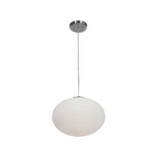 Access Lighting Callisto - Ribbed OPL -Glass Pendant - Brushed Steel - Opal