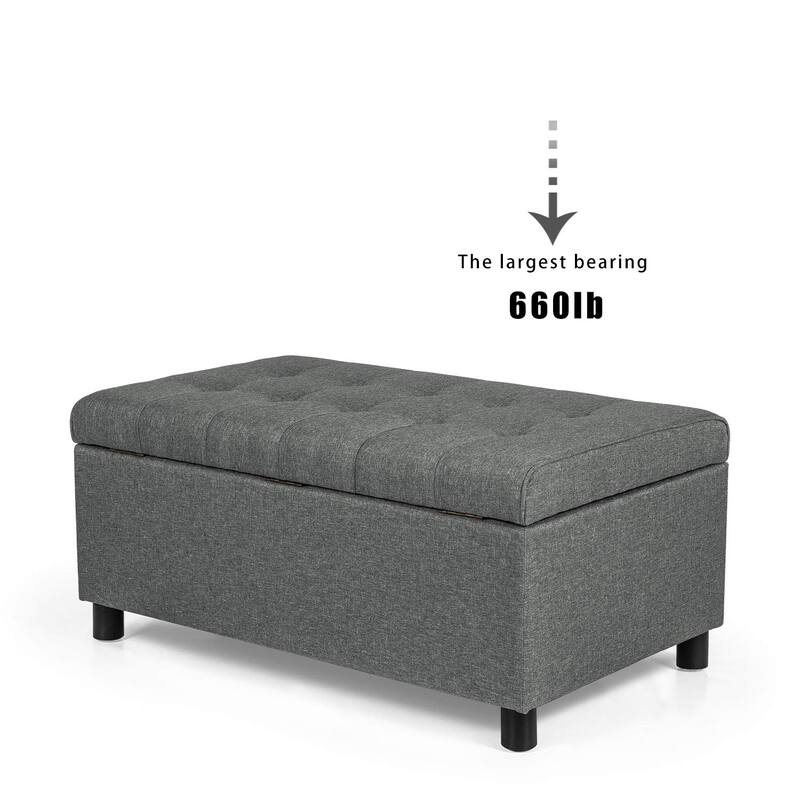 Adeco 35" Tufted Rectangular Storage Ottoman Bench