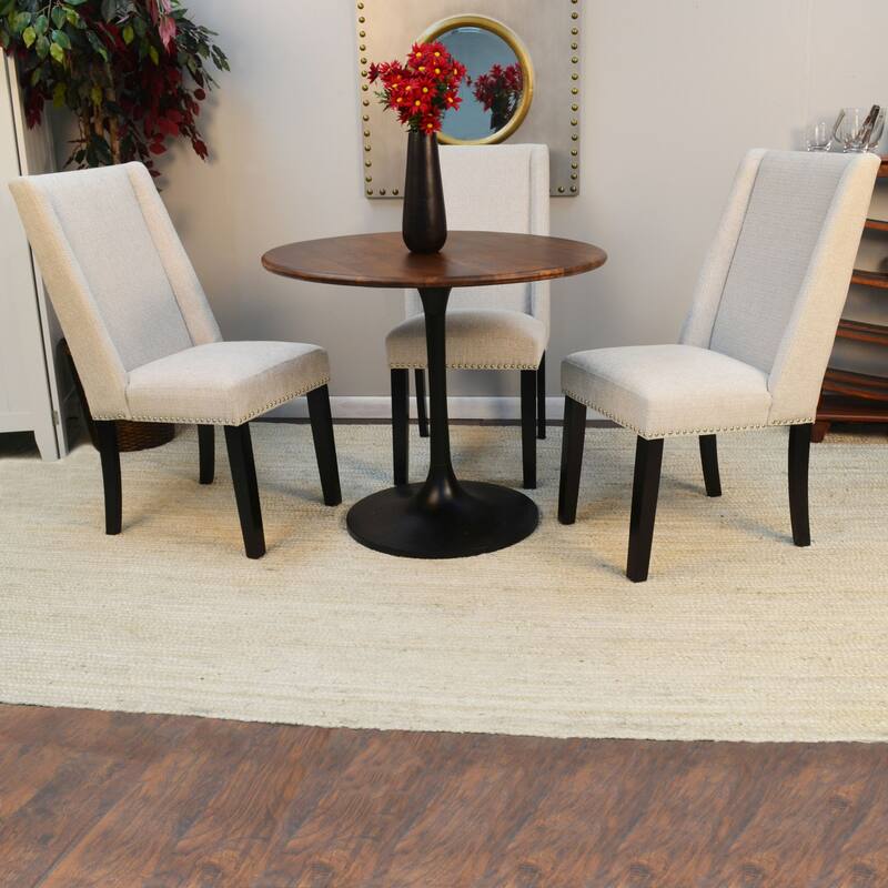 Tulip Shaped Mango Wood Dining Table - 36" - Brown and Black