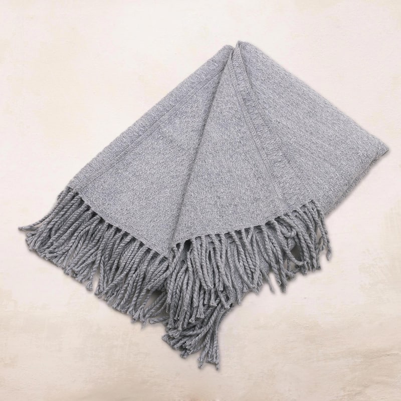 Novica Handmade Intersections In Grey Acrylic Throw Blanket