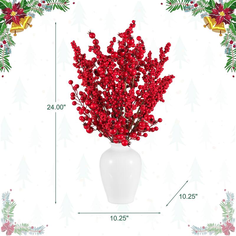 Glitzhome Christmas Red Sleigh Frosted Boot Floral Metal Potted Tree Table Decor