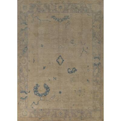 Vegetable Dye Oushak Turkish Area Rug Floral Hand-Knotted Wool Carpet - 9'0" x 11'9"