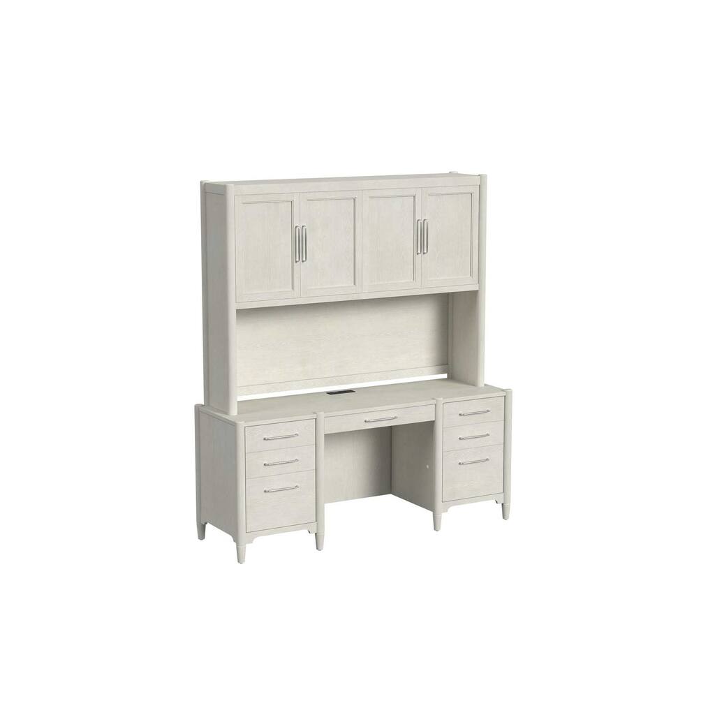 Modern Wood Hutch With Doors, Storage Cabinet, Fully Assembled, White