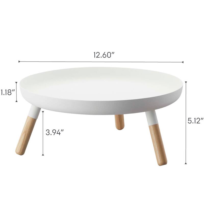 Yamazaki Home Countertop Pedestal Tray, Steel and Wood, Holds 3.3 lbs, Minimal Assembly - L 12.6 x W 12.6 x H 5.12 inches