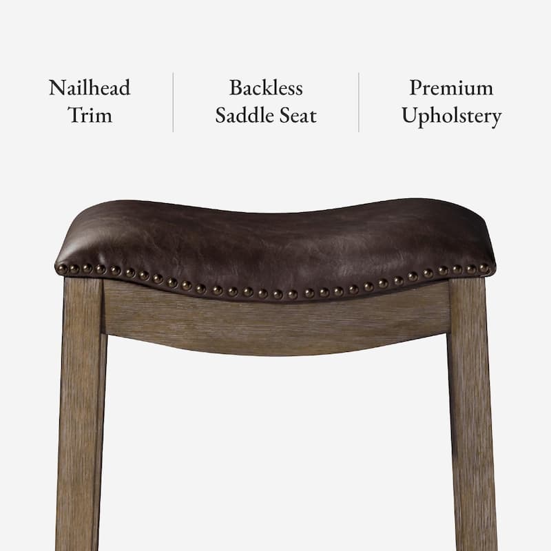 Maven Lane 31" Adrien Saddle Kitchen Bar Height Stool - N/A