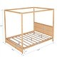 preview thumbnail 4 of 10, Modern Queen/Full Size Canopy Platform Bed with Headboard and Support Legs - Sturdy Pine Wood Construction