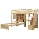 preview thumbnail 8 of 9, Twin Loft Kids Bed with Desk, Staircase, Storage & Shelves, No Box Spring Needed, Natural
