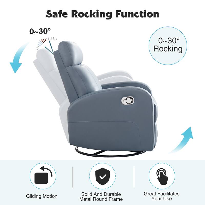 HOMYKA Modern Faux Leather Rocking Recliner with Swivel