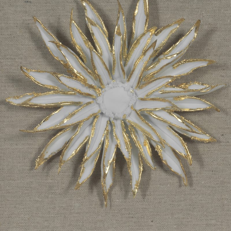 HUJI Gold Ceramic Flower Shadow Box Wall Décor