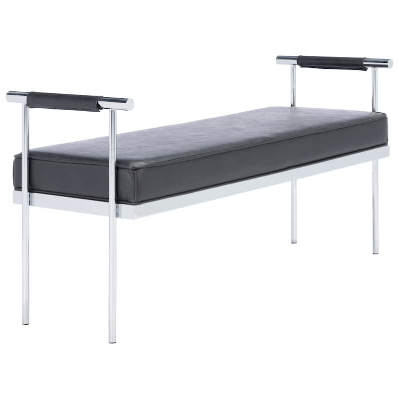 SAFAVIEH Pinkey Glam Long Rectangle Cushion Bench with Arms - 48" W x 17.3" L x 24.8" H - 48Wx17Dx25H