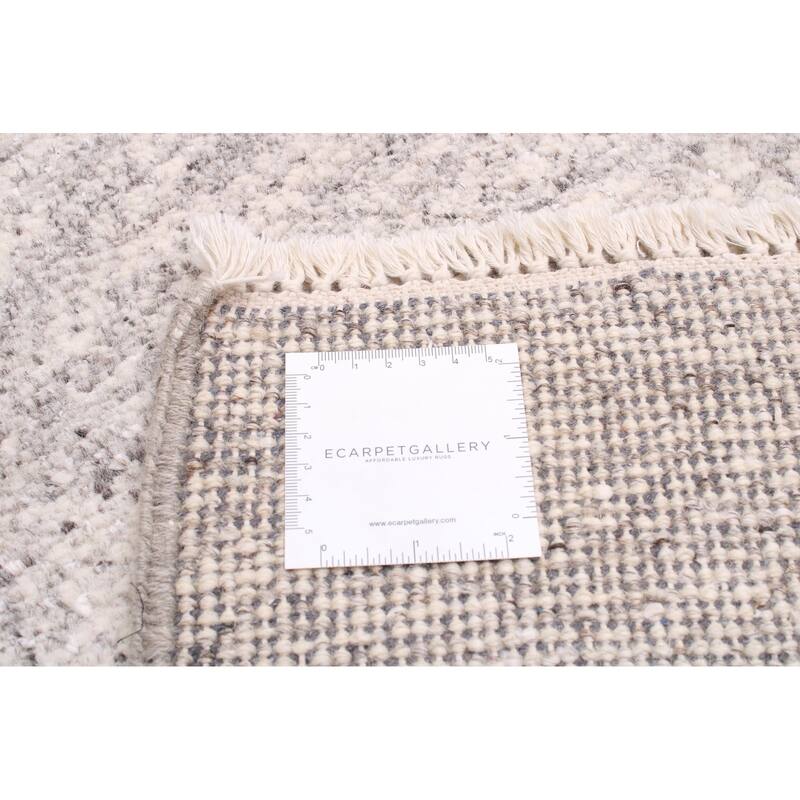 ECARPETGALLERY Hand-knotted Silk Shadow Light Grey Wool Rug - 4'0 x 6'2