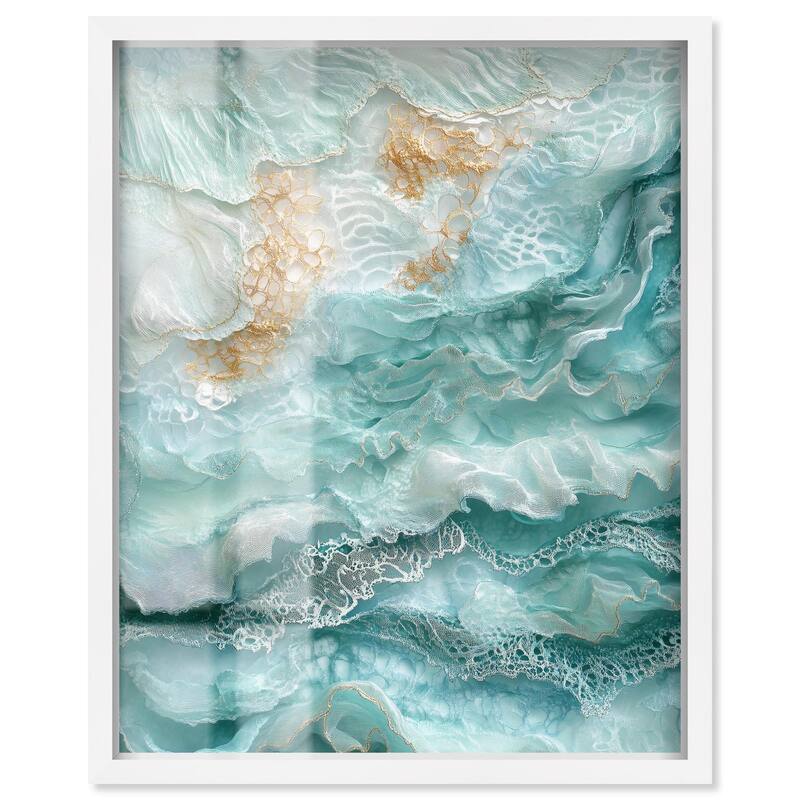 Teal Tiered Turbulence Shadowbox by Art Remedy - White - 30" x 36"