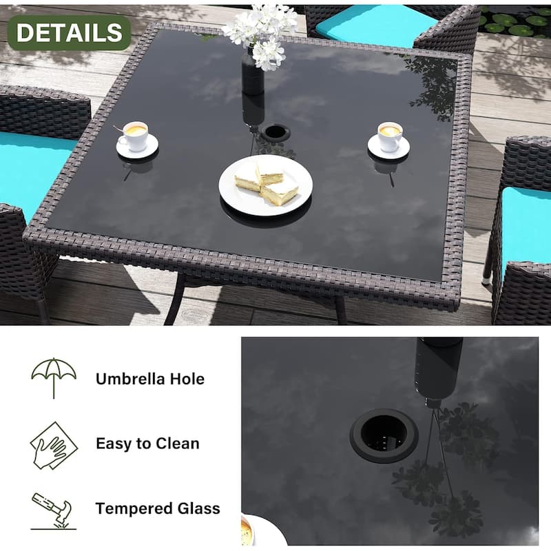 Kullavik Outdoor Dining Set, Rattan Patio Furniture Dining Table & Chairs