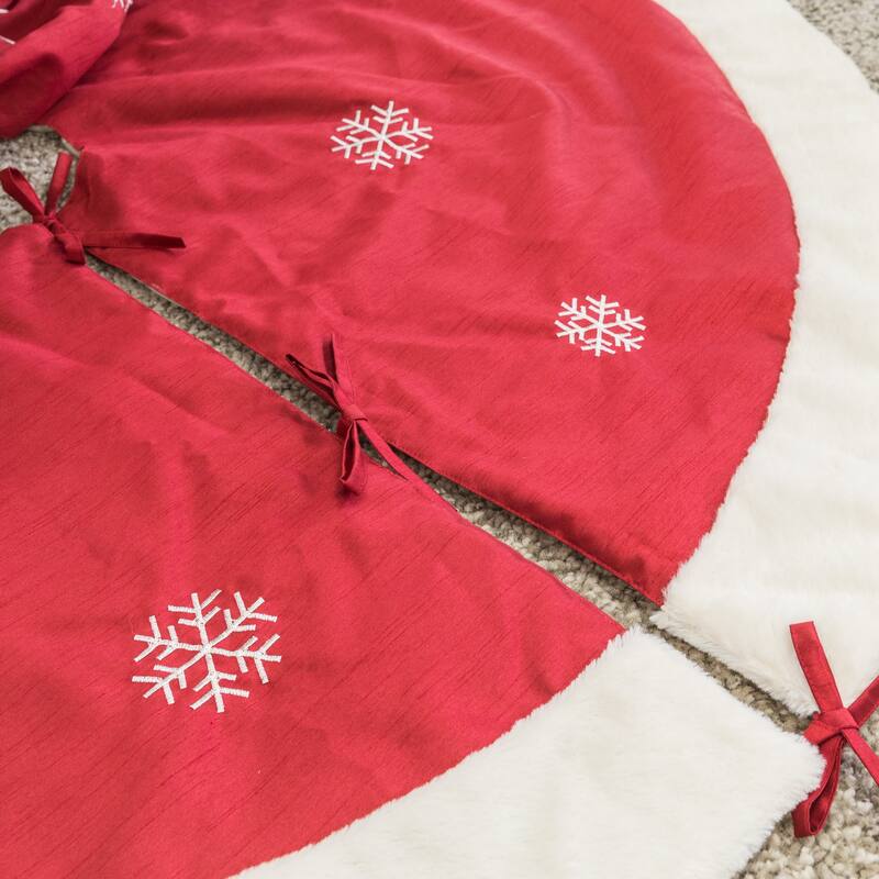 Homey Cozy Velvet Embroidered Christmas Tree Skirt