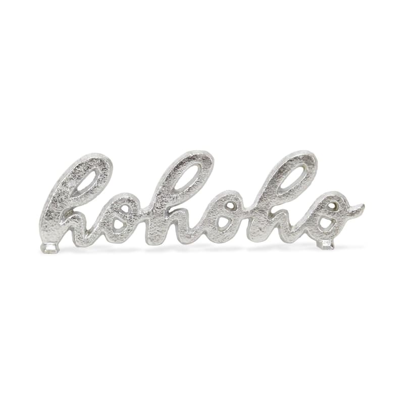 Handcrafted "hohoho" Christmas Table Sign - 8.5" - Silver