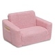 preview thumbnail 4 of 9, Cozee Flip-Out Sherpa 2-in-1 Convertible Chair to Lounger for Kids Pink