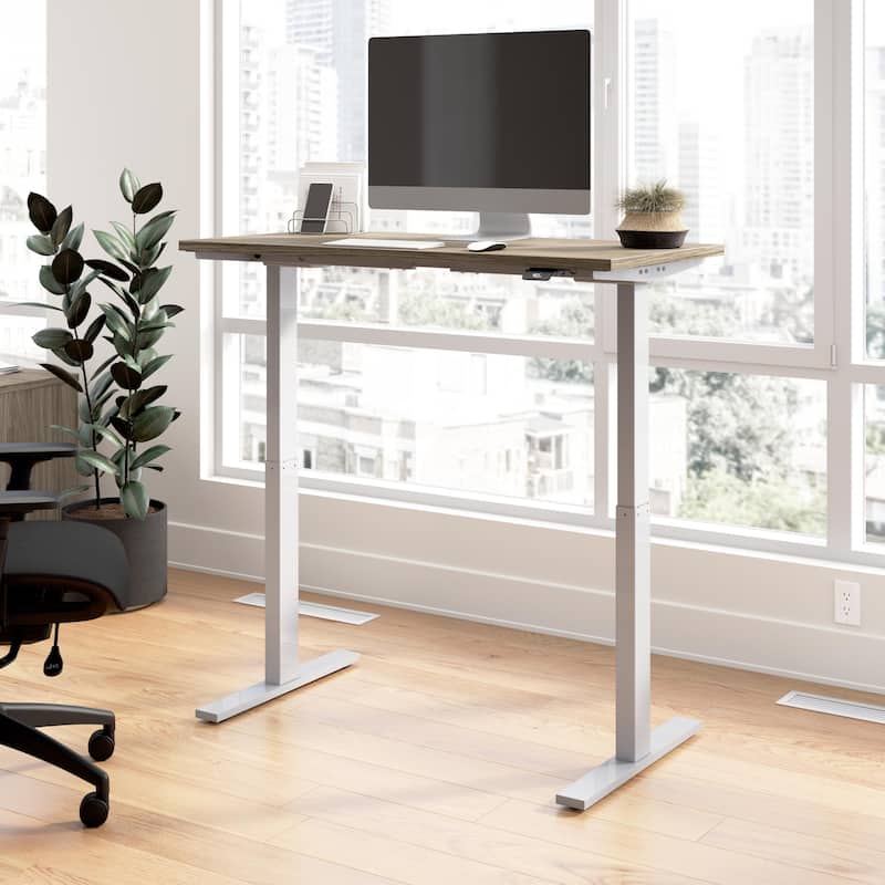Bush Business Furniture Move 60 Series 48x24 Adjustable Standing Desk - Modern Hickory/Cool Gray Metallic