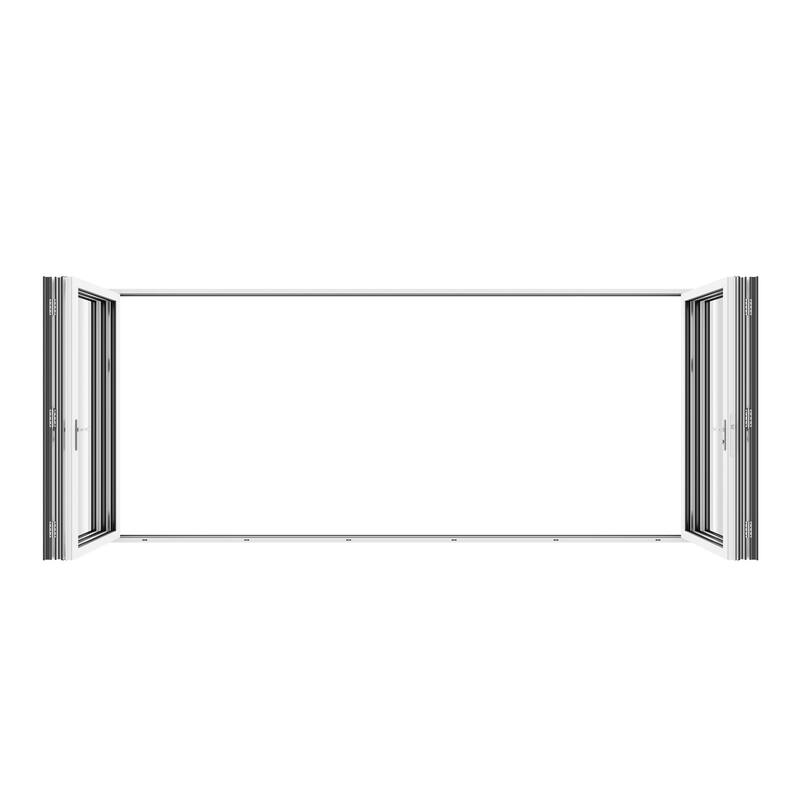 KaMic 192"×80" 6 Panels Aluminum Folding Door In White,Folded Out From Dual Open Model #:FD6PWH19280-DO