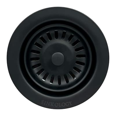SinkSense Matte Black 3.5" Disposal Flange Drain with Stopper