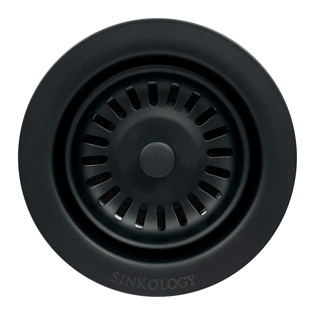 SinkSense Matte Black 3.5" Disposal Flange Drain with Stopper