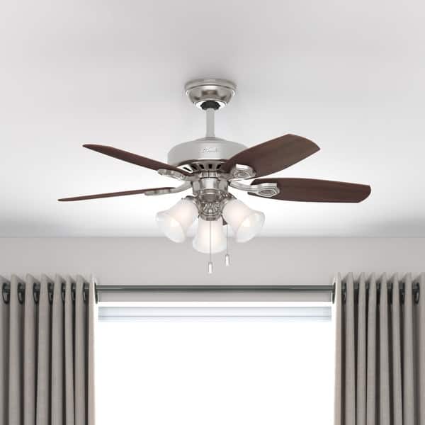 slide 2 of 20, Hunter 42" Builder Ceiling Fan with LED Light Kit and Pull Chain Brushed Nickel