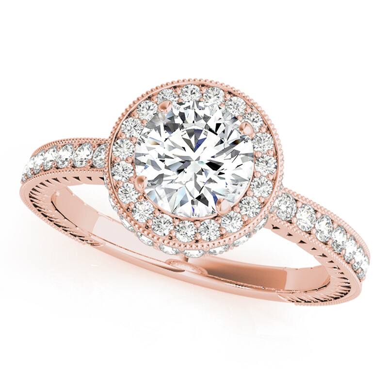 Auriya 14k Rose Gold Lab Grown Round Diamond Halo Engagement Ring 0.50 to 5.00 ct. tw. (F-G VS) - 5.00 ct. center - 8.5