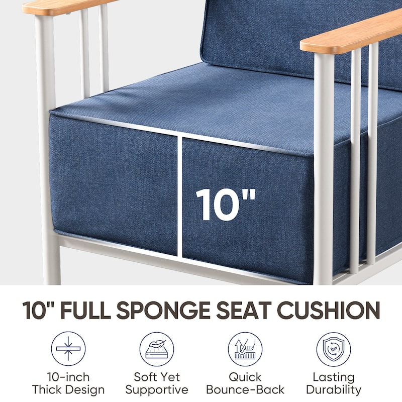 Puffin Metal Outdoor Lounge Chairs with 10-Inch Olefin Cushions (2-Pack)