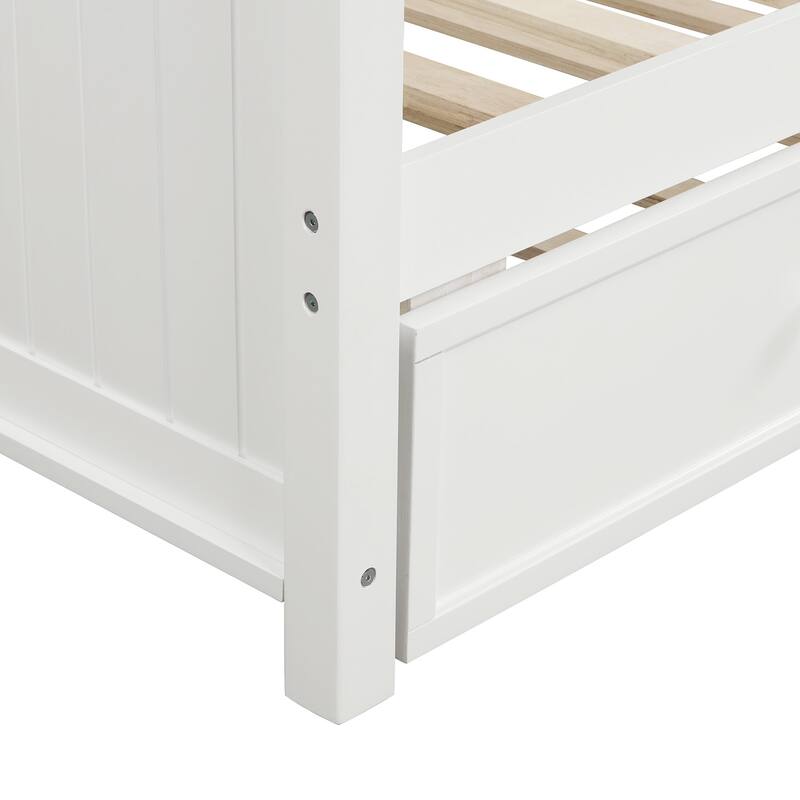 Twin Size Wood Daybed with Trundle, Space-Saving Design, Durable Pine Frame