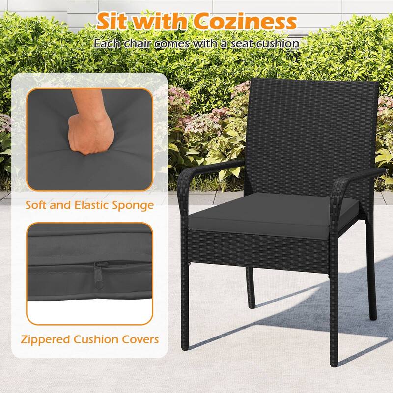 Gymax 3 Piece Patio Furniture Set Outdoor Wicker Chair & Table Set w/