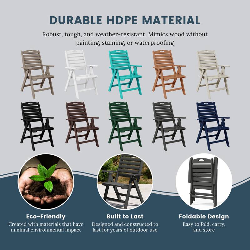 Coastline Patio Folding Highback Dining Chair Set of 2