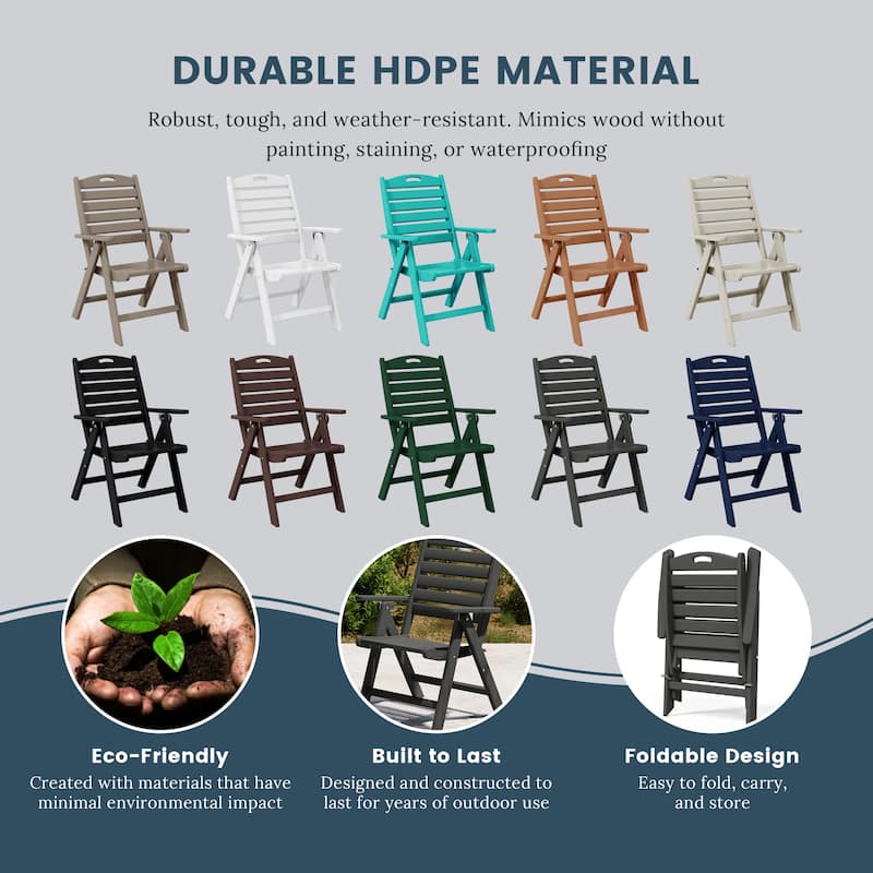 Laguna 5-Piece Square Table Folding Highback Chair Dining Set