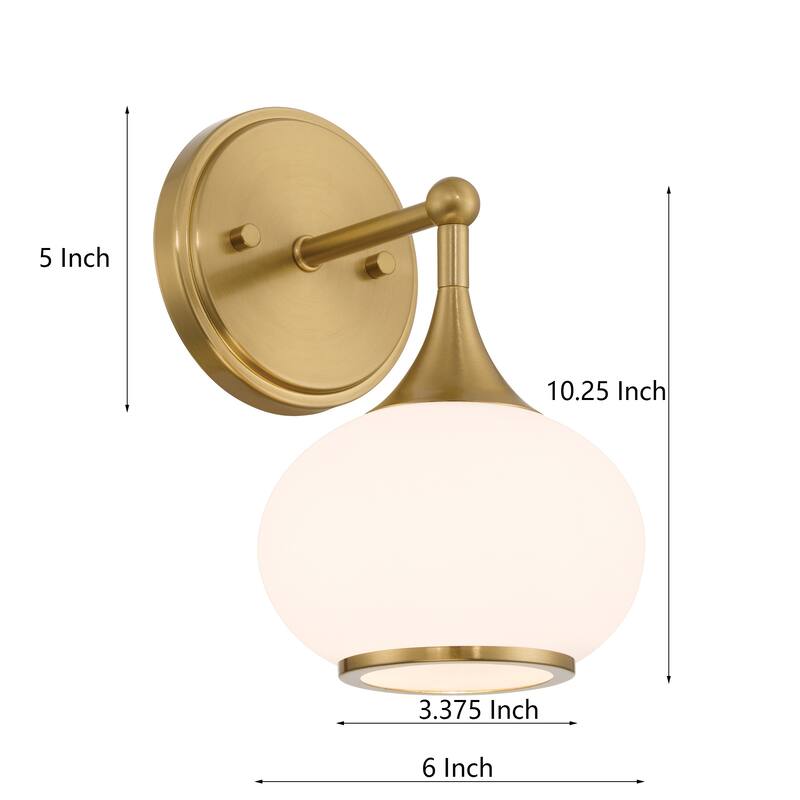 Acroma 1 Light Wall Sconce with Opal Glass Shade