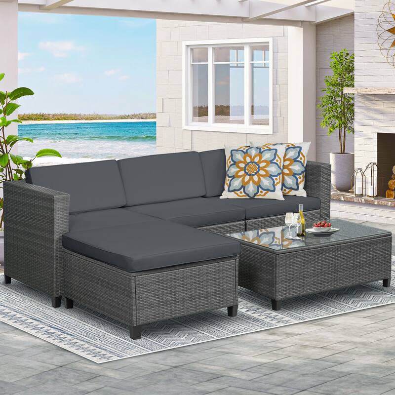 Royalcraft 5 Pieces Wicker Outdoor Sectional Sofa Sets