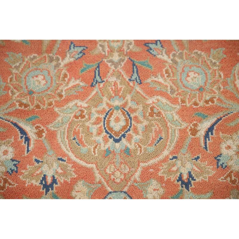 Hand Knotted Oriental 100% Wool Carpet Traditional Floral Oranges & Rust Mashad Area Rug - 13' 3'' X 9' 4''