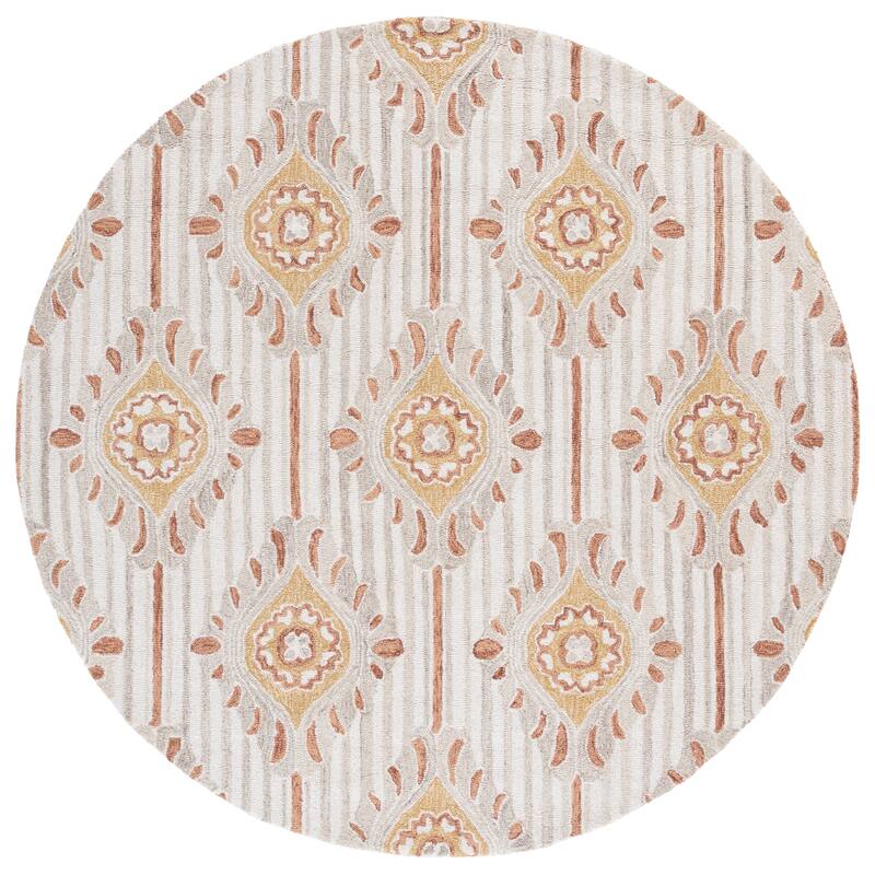 SAFAVIEH Handmade Pine Rania Contemporary Wool Rug - 6' Round - Beige/Gold