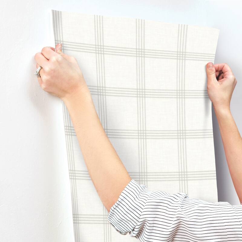 Chesapeake Twain Light Grey Plaid Wallpaper