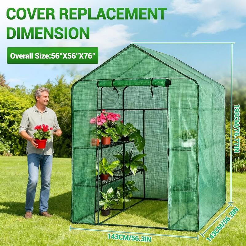 4.7x4.7 Ft Walk-in Greenhouse with 8 Shelves, Plant Tent