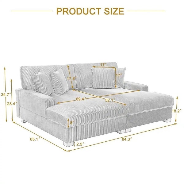 dimension image slide 9 of 12, Oversized Modular Sectional Sofa Set with Pillows for Living Room