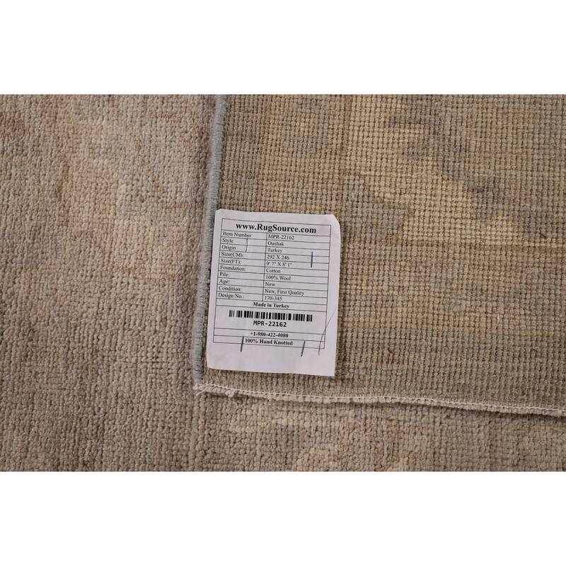All-Over Vegetable Dye Oushak Area Rug Hand-Knotted Wool Carpet - 8'1" x 9'7"