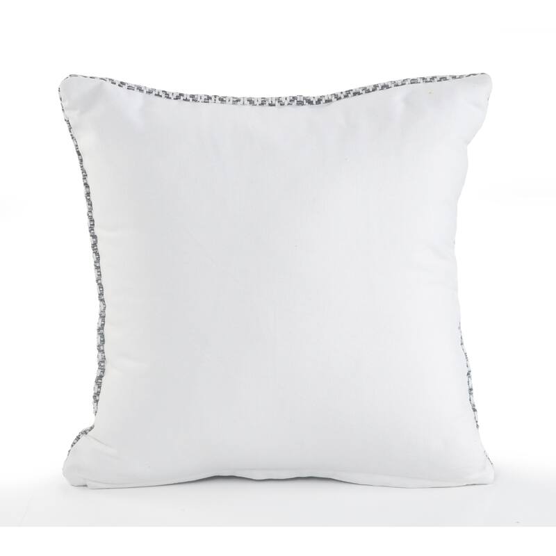 Handwoven Geometric Diamond Cotton Throw Pillow Cover - 18" - Gray and White