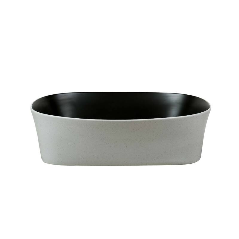 20" x 14" Modern Oval Vessel Sink - Matte White Exterior with Black Interior - 20" x 14"