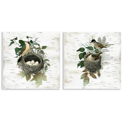 Stupell Rustic Vintage Bird Nests Wall Plaque Art Design By Susan Arnot (Set of 2)