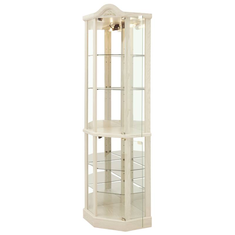 Glass Cabinet Lighted Corner Cabinet Corner Display Curio Cabinet, Glass Display With Light Bar Cabinet, Wine Cabinet
