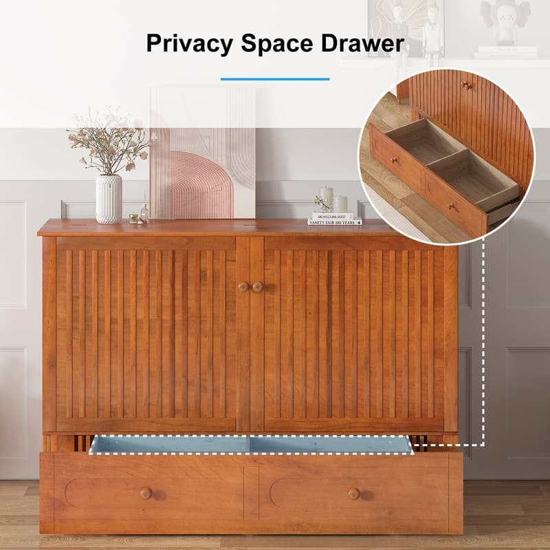 Mixoy Murphy Bed,Cube Foldable Cabinet Bed with Charging Station