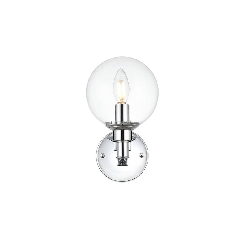 Jaelyin 1 Light Black and Clear Bath Sconce - Chrome - 6